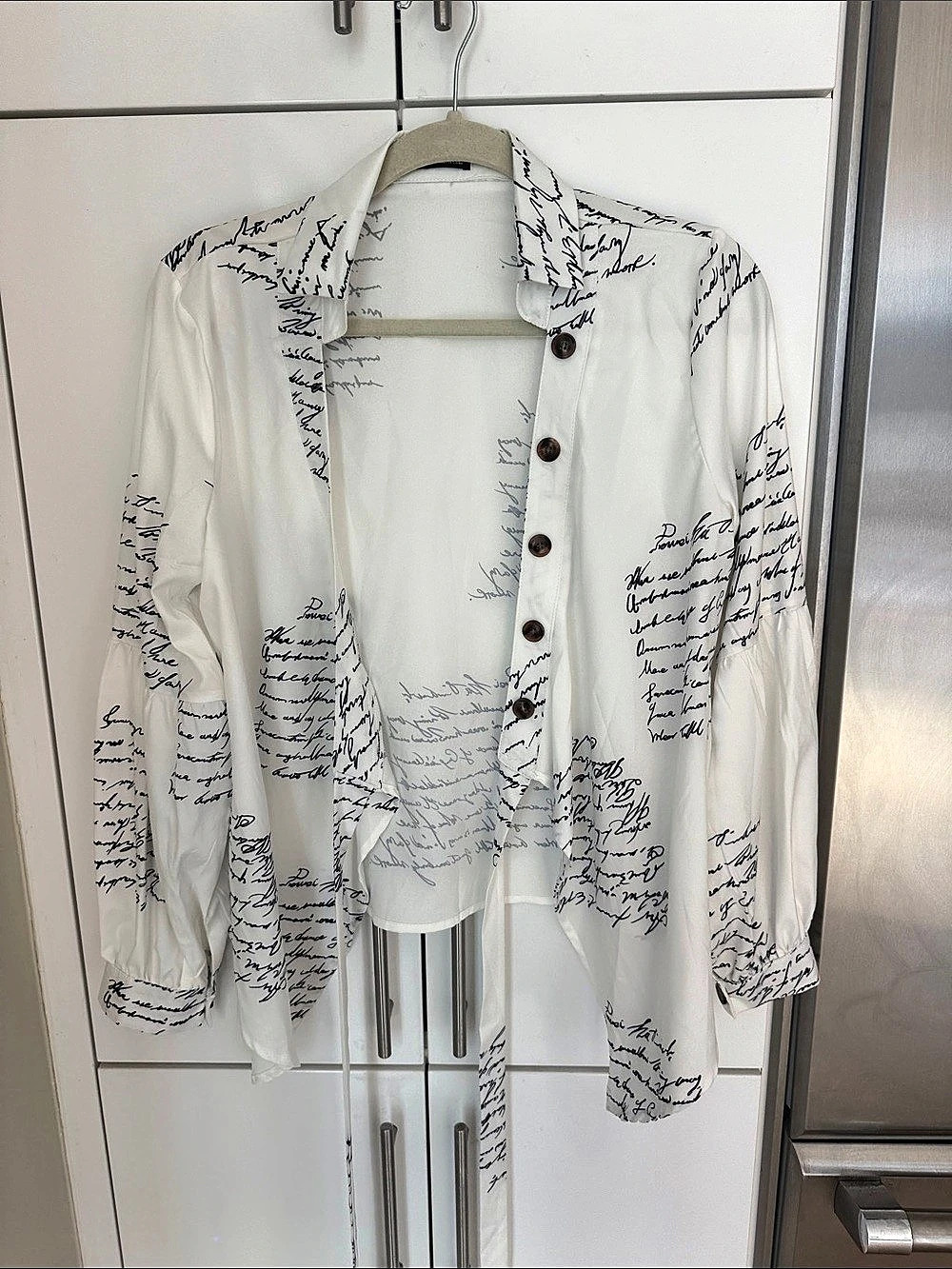 SHEIN Script Print Button Down Shirt Size Medium Like New